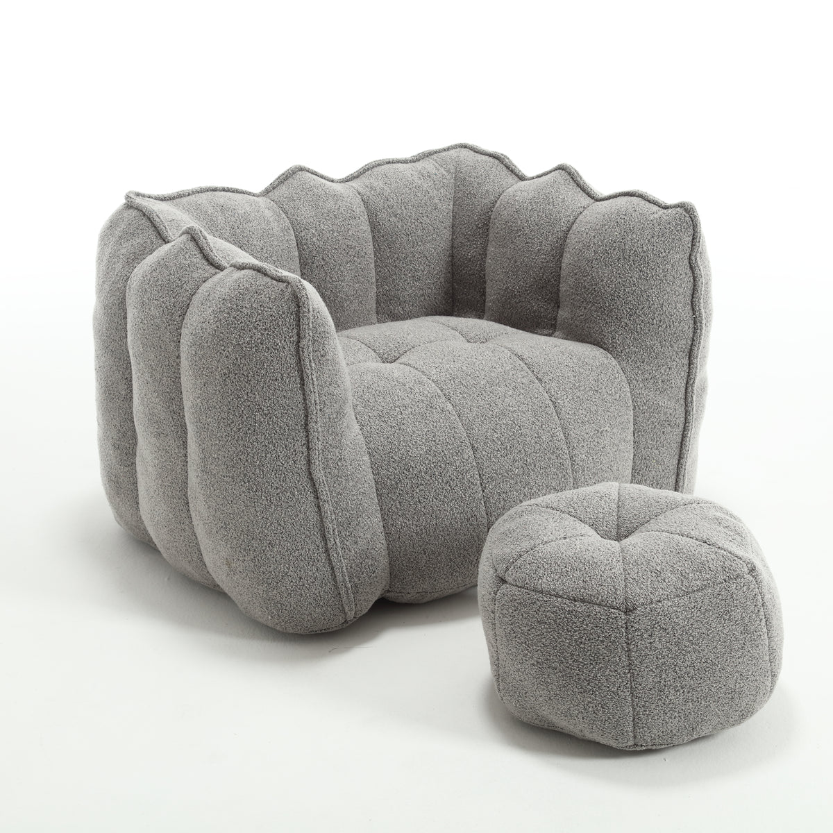 Soft Bean Bag Chair – Beige High-Resilience Foam
