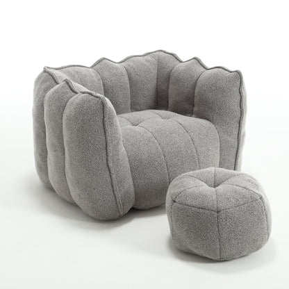 Soft Bean Bag Chair – Beige High-Resilience Foam