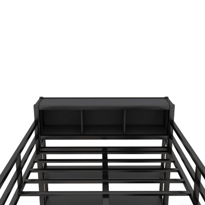 Metal L-Shaped Loft Bed – Black