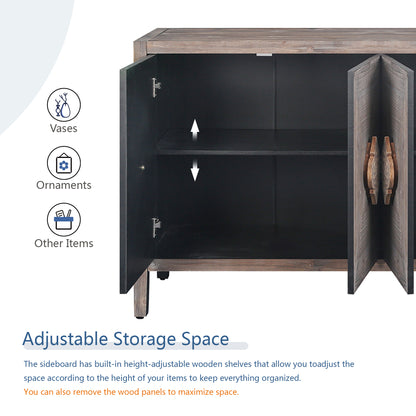 Four-Door Accent Cabinet with Carved Design Brown