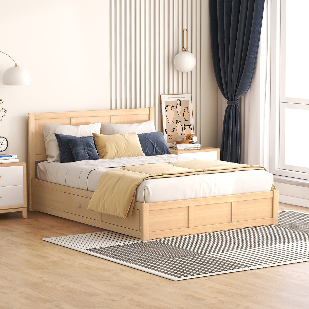 Full Wood Platform Bed