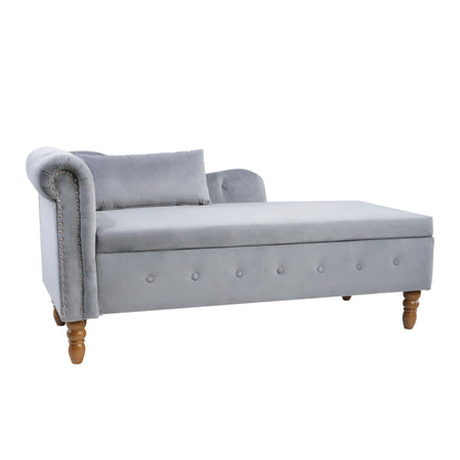 Grey Velvet Lounge Chaise – Modern Roll Arm