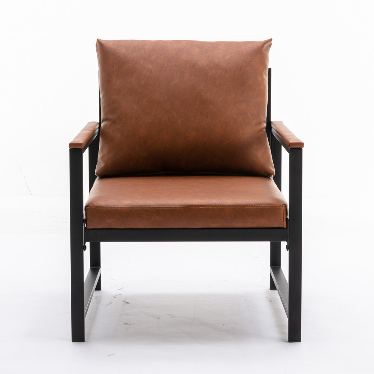 Faux Leather Accent Chair – Burnt Orange