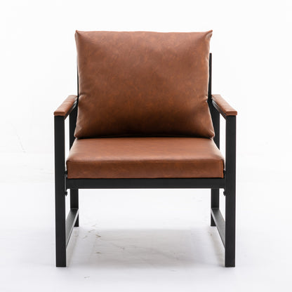 Faux Leather Accent Chair – Burnt Orange