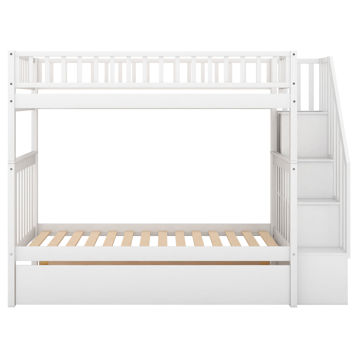 Twin Bunk Bed with Trundle White