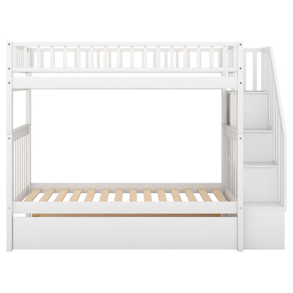 Twin Bunk Bed with Trundle White