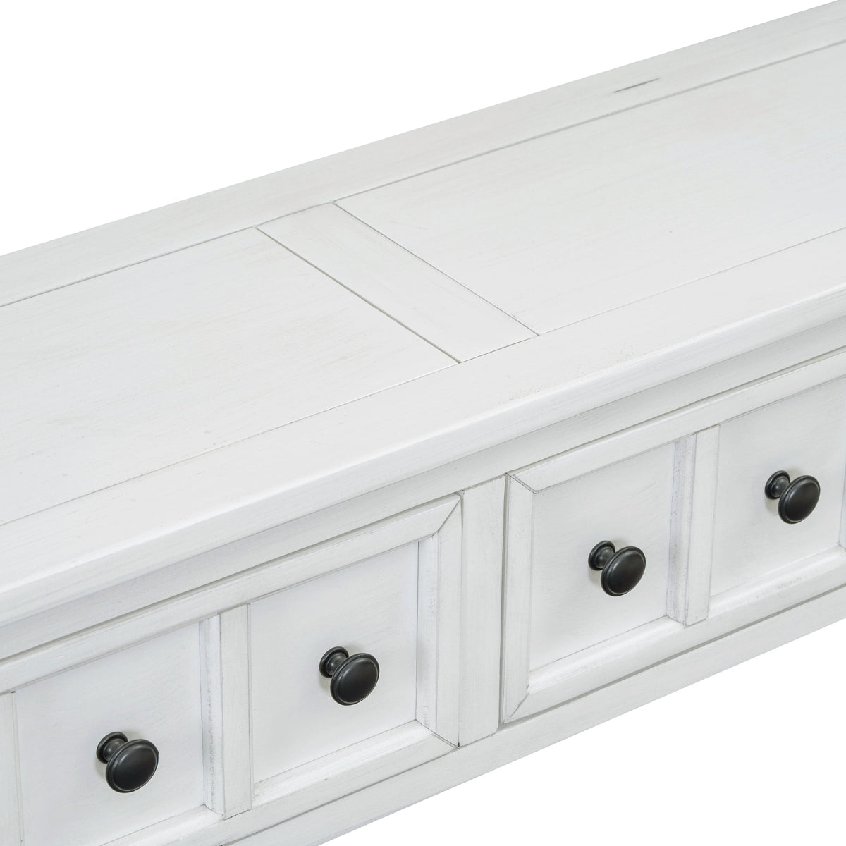 Rustic Entryway Console Table with Drawers Antique White