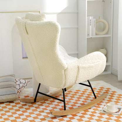Modern Rocking Chair – Rubber Legs & Chenille Fabric