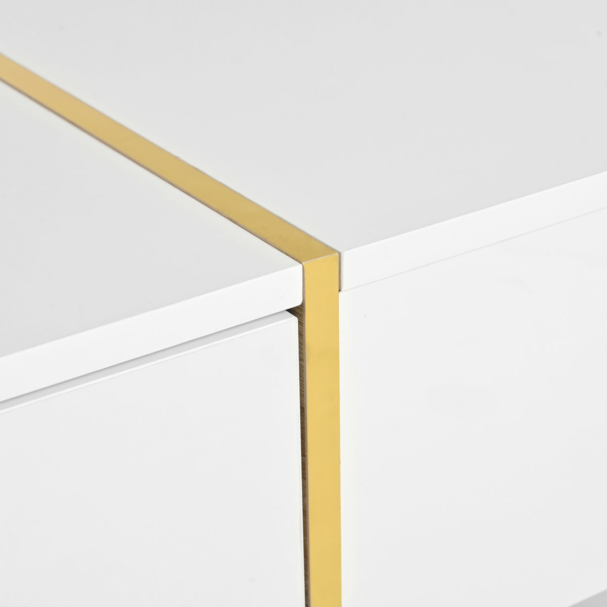 Multifunctional Table with Drawers Gold Finish