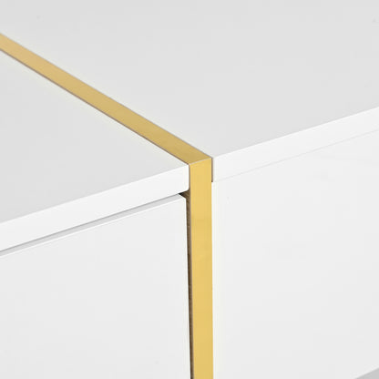 Multifunctional Table with Drawers Gold Finish