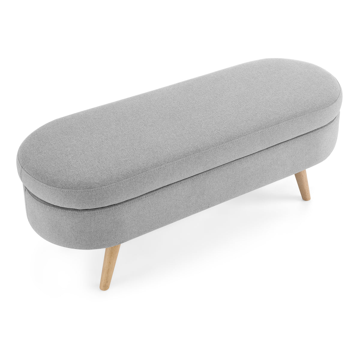 Oval Lift-Top Storage Ottoman – Gray