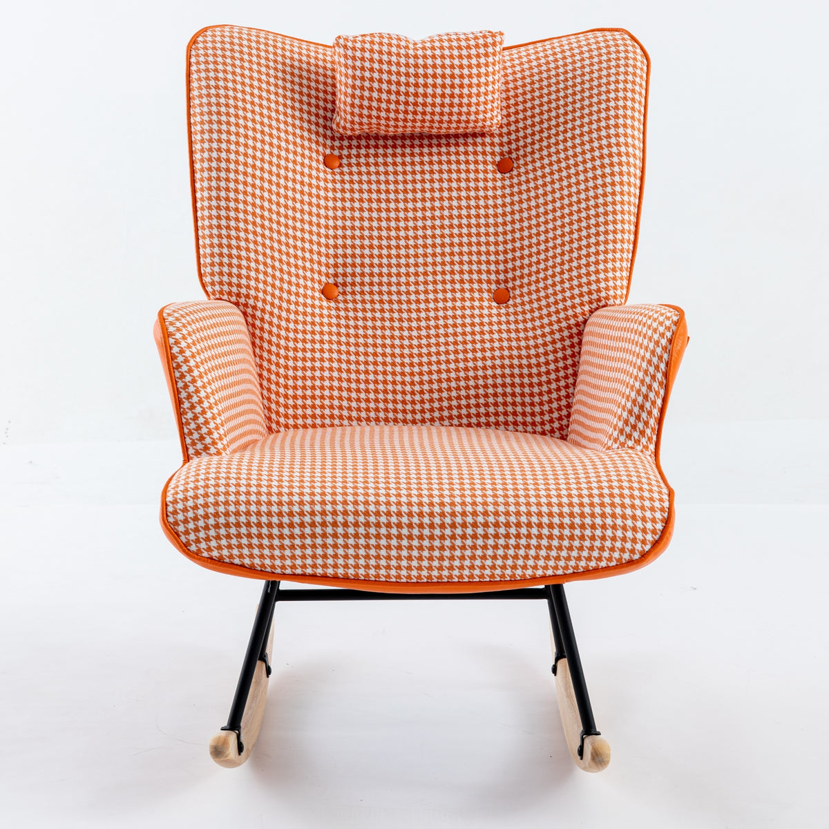 Houndstooth Rocking Chair – Orange Fabric