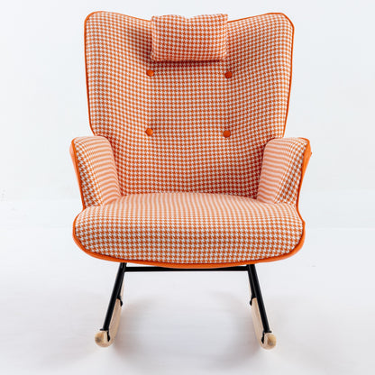 Houndstooth Rocking Chair – Orange Fabric