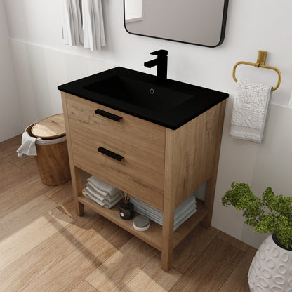 30-Inch Vanity with 2 Drawers Black Finish
