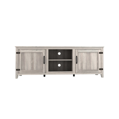 Grey Walnut TV Stand with Storage Cabinets and Media Shelf