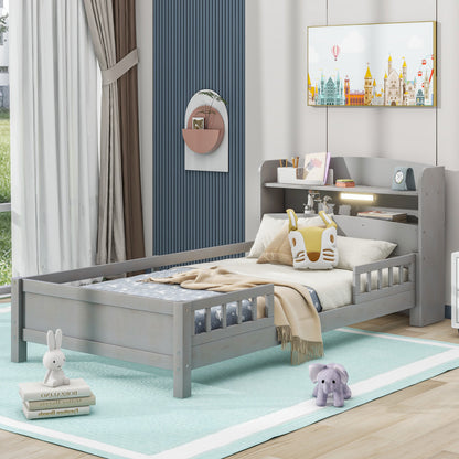 Wood Platform Bed Antique Gray