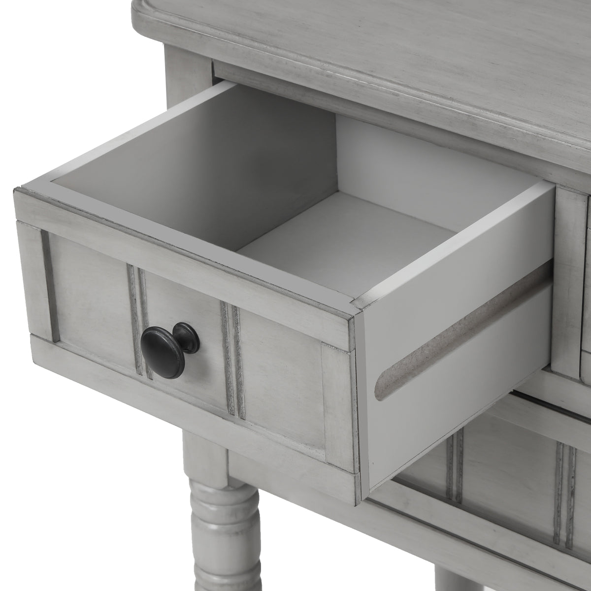 Narrow Console Desk – Grey Washed Finish