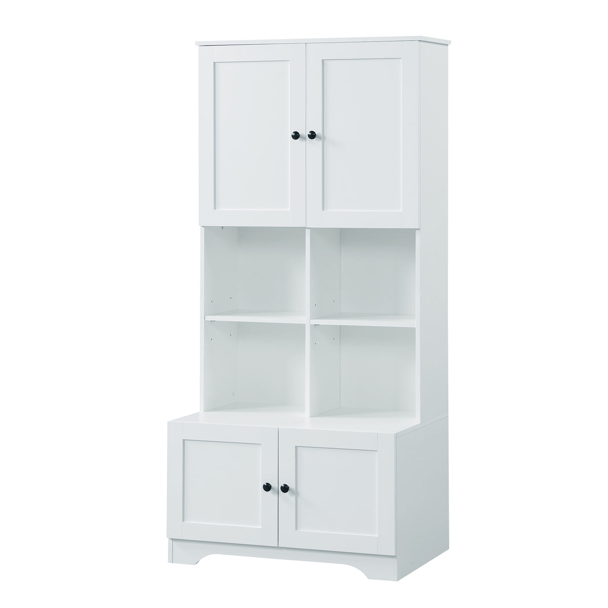 4-Door Bathroom Storage Cabinet White Finish
