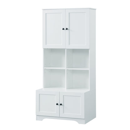 4-Door Bathroom Storage Cabinet White Finish