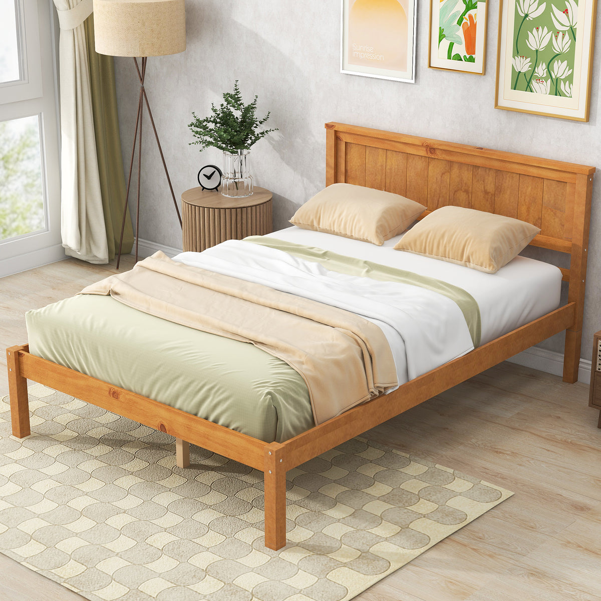 Platform Bed Frame Full Oak