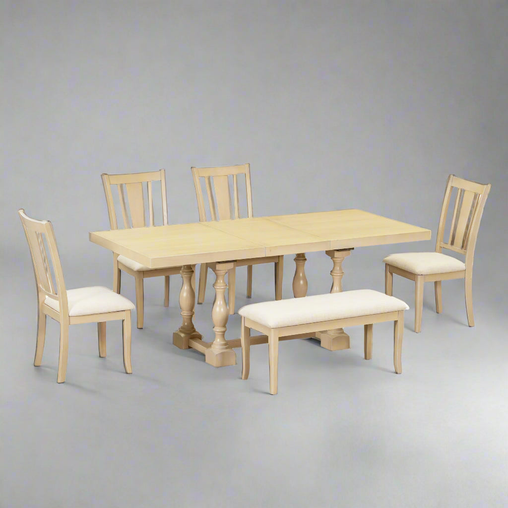 Traditional Extendable Dining Set (6 pcs) – Natural