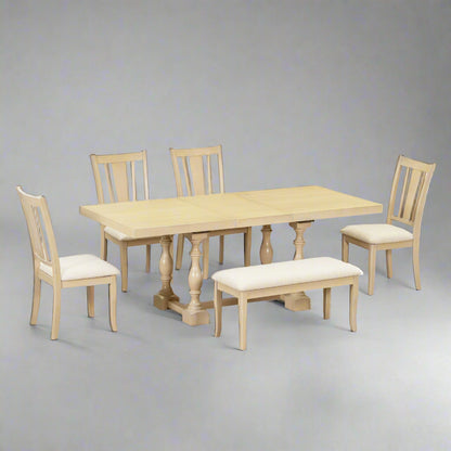 Traditional Extendable Dining Set (6 pcs) – Natural