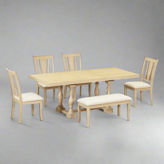 Traditional Extendable Dining Set (6 pcs) – Natural
