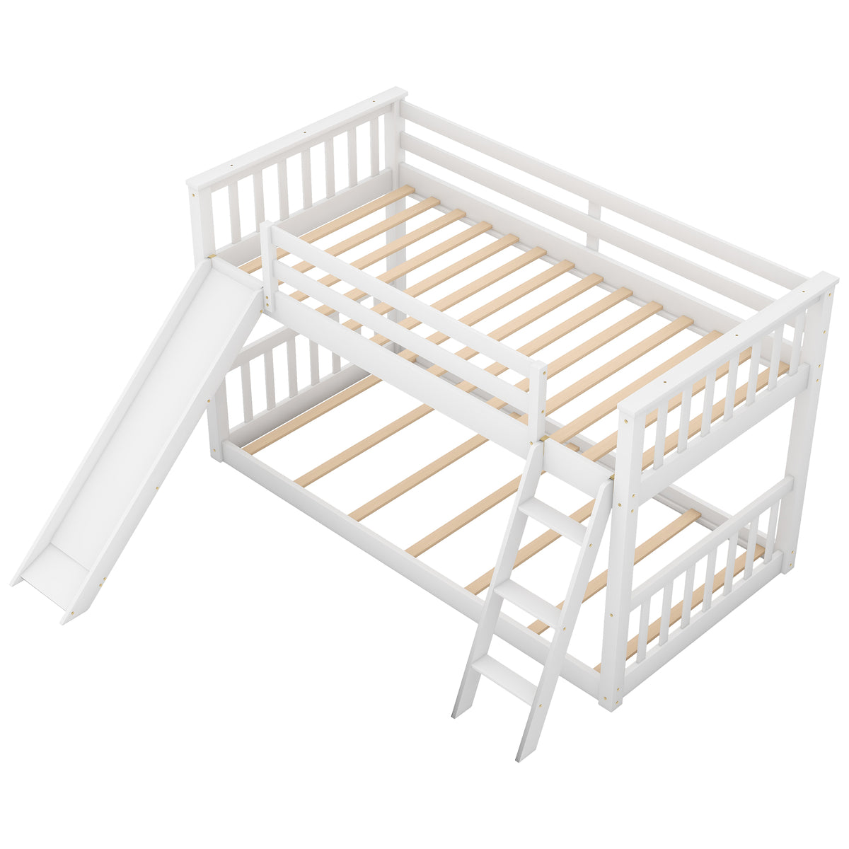 Twin Over Twin Bunk Bed with Slide White