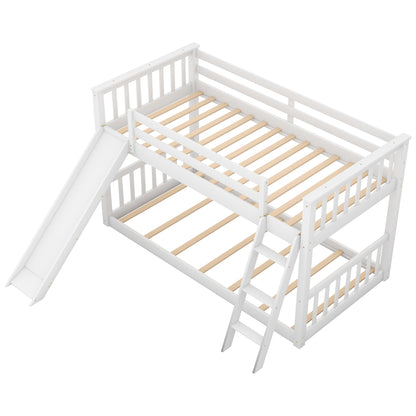 Twin Over Twin Bunk Bed with Slide White