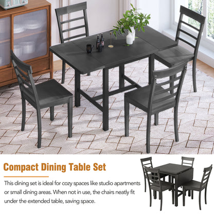 5-Piece Pendant Dining Set with Ladder Back Chairs