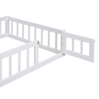Wooden Twin Bed with Clothes Drying Rack Pink
