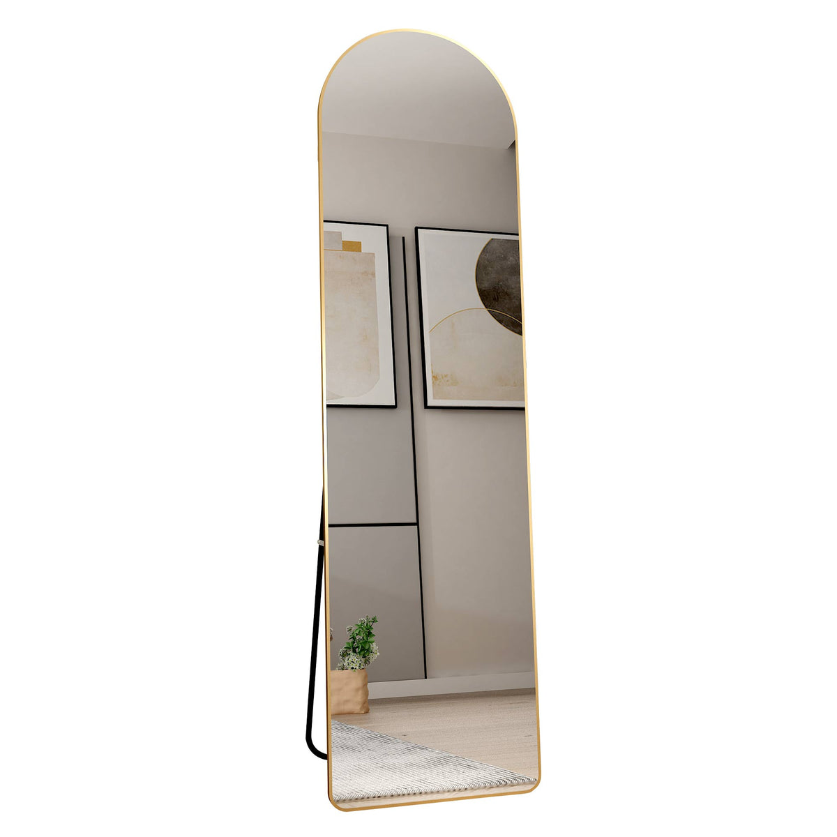 Full-Length Aluminum Alloy Wall Mirror Arched Frame