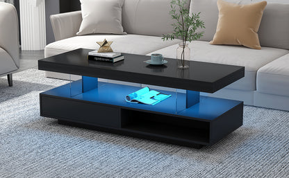LED Coffee Table with Display and Storage Black