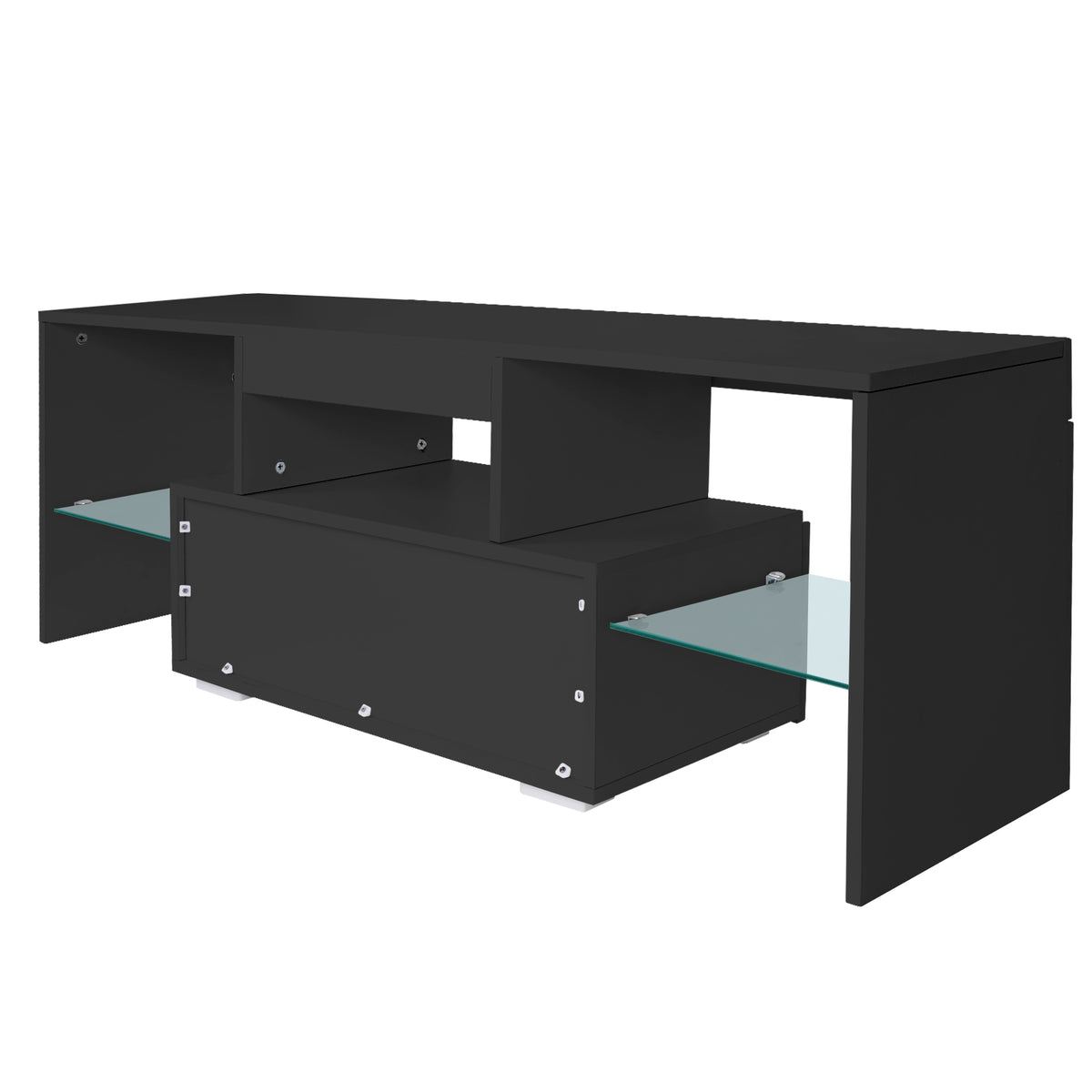 Modern TV Console with LED Storage Gray