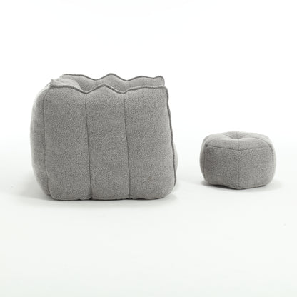 Soft Bean Bag Chair – Beige High-Resilience Foam