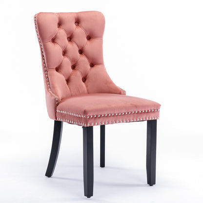 Nikki Tufted Linen Dining Chair Set (2 pcs) – Pink