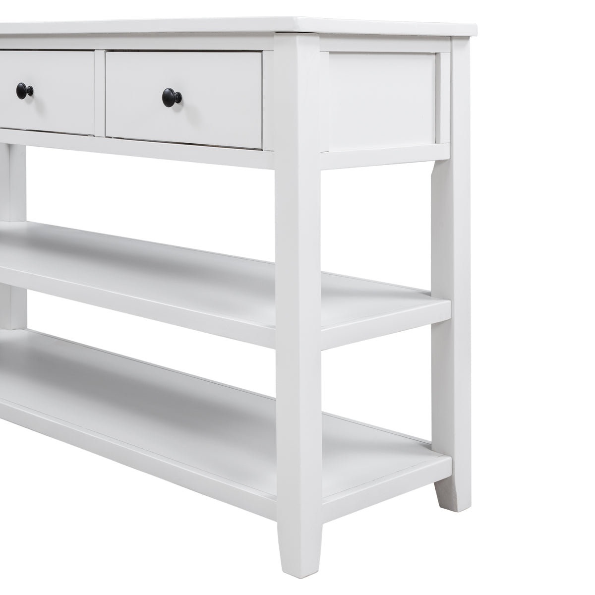 Antique White Console Table – Dual Shelves