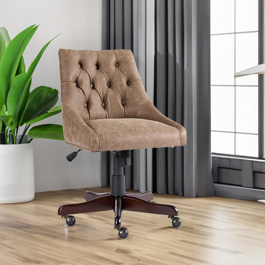 Medieval Sheepskin Office Chair Brown