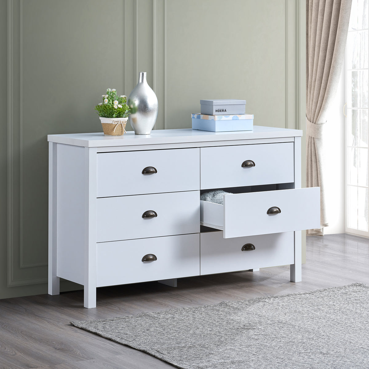 Safari 6-Drawer Dresser White