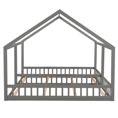 Twin House Platform Bed Gray