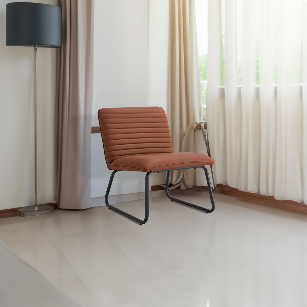 Brown Armless Lounge Chair – Black Legs