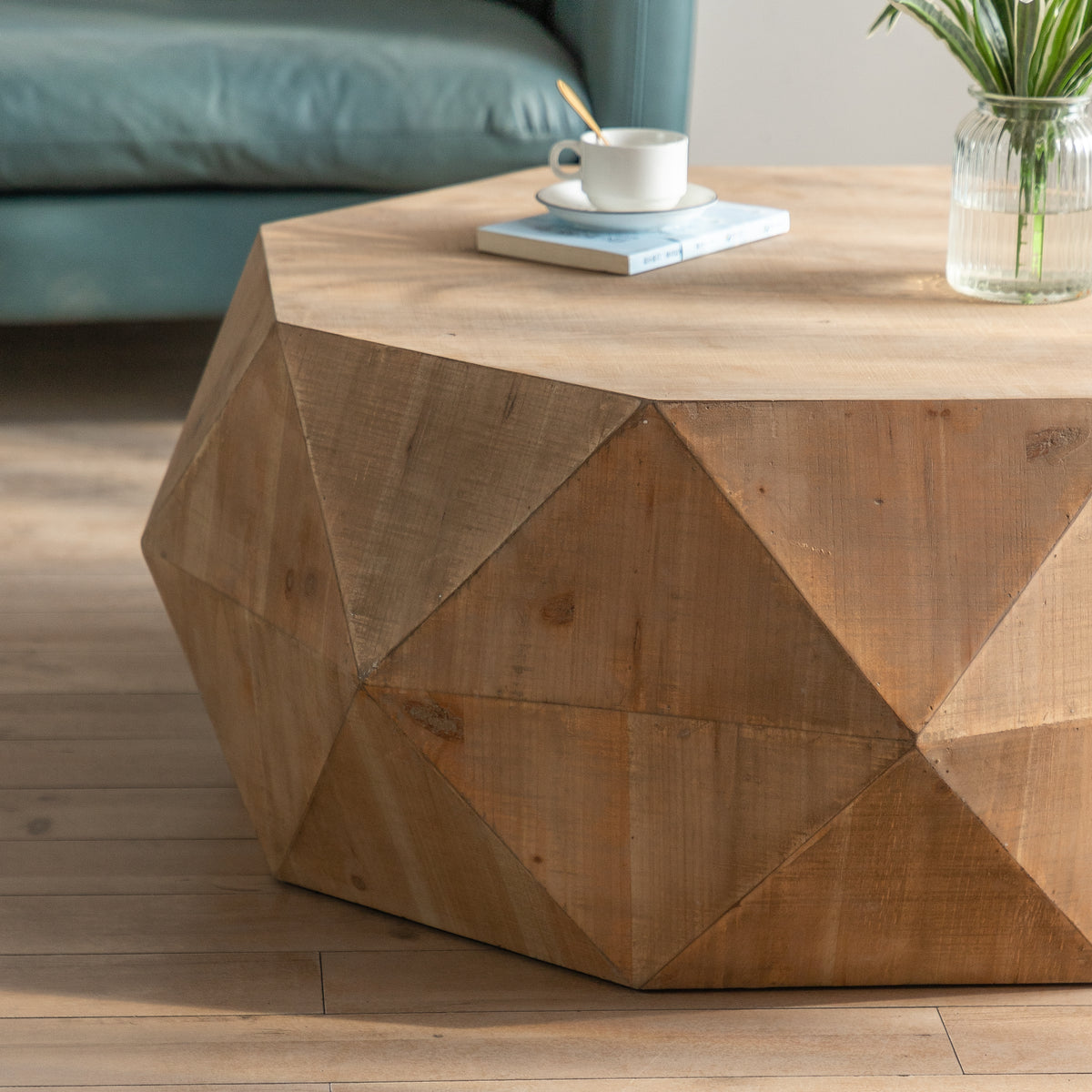 Embossed Pattern Coffee Table – Natural MDF
