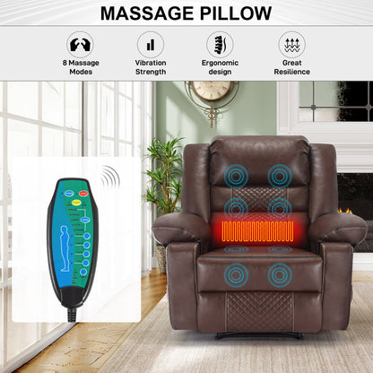 Breathable Leather Reclining Massage Chair Brown