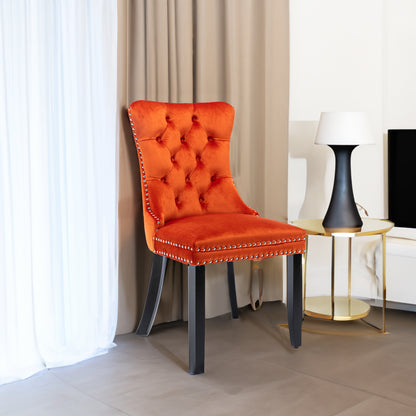 Nikki Tufted Linen Dining Chair Set (2 pcs) – Orange