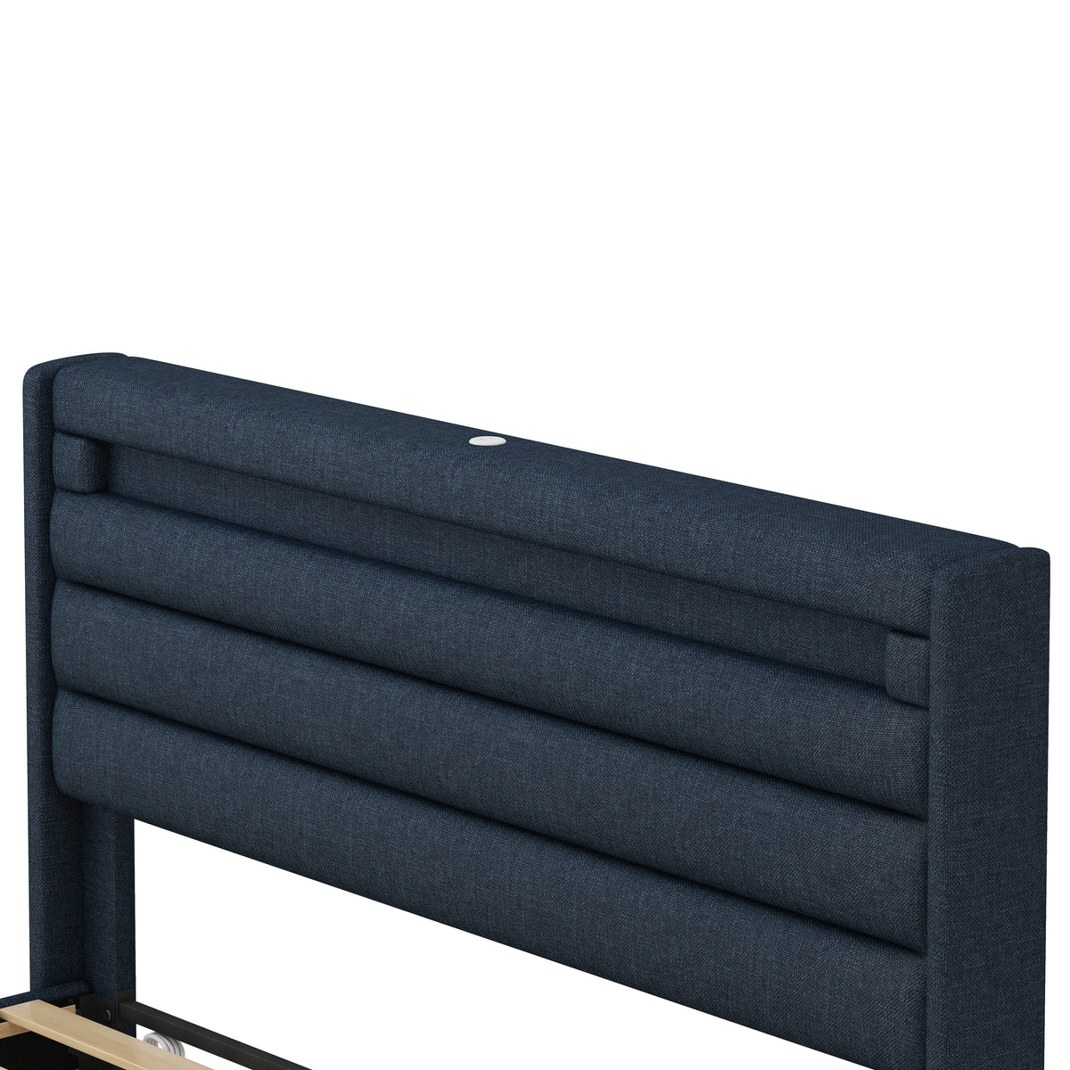 Queen Bedframe with Linen Wrapped LED Headboard Blue