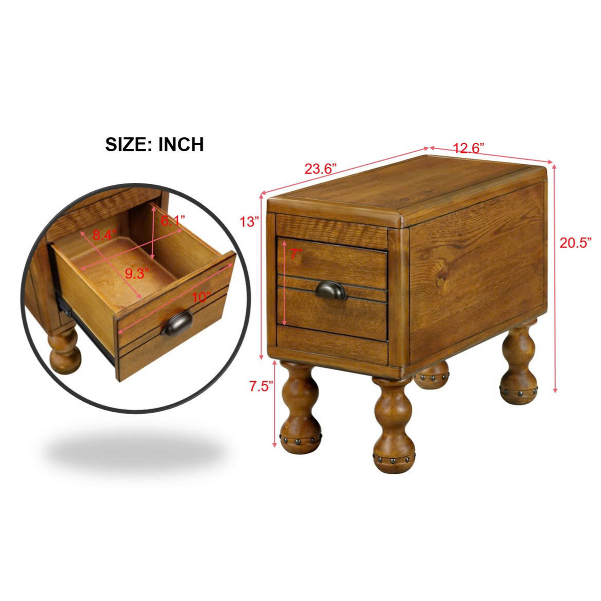 Antique Brown Wood End Table