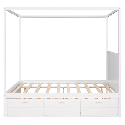Queen Canopy Bed White