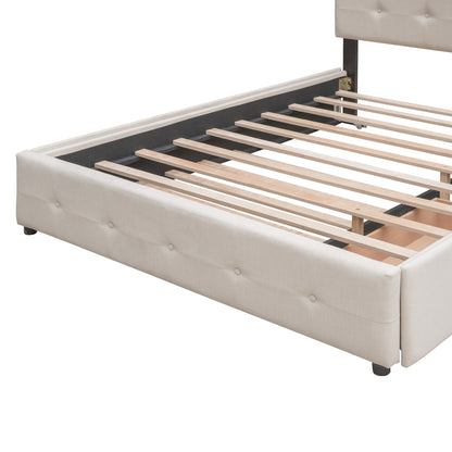 Upholstered Platform Bed Queen Dark Beige