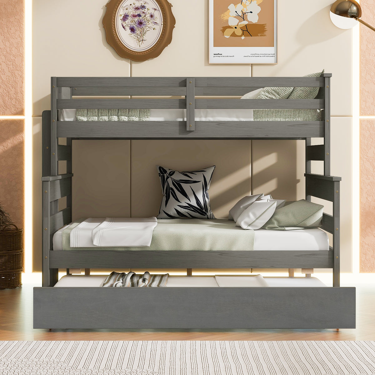 Twin Over Full Bunk Bed Gray