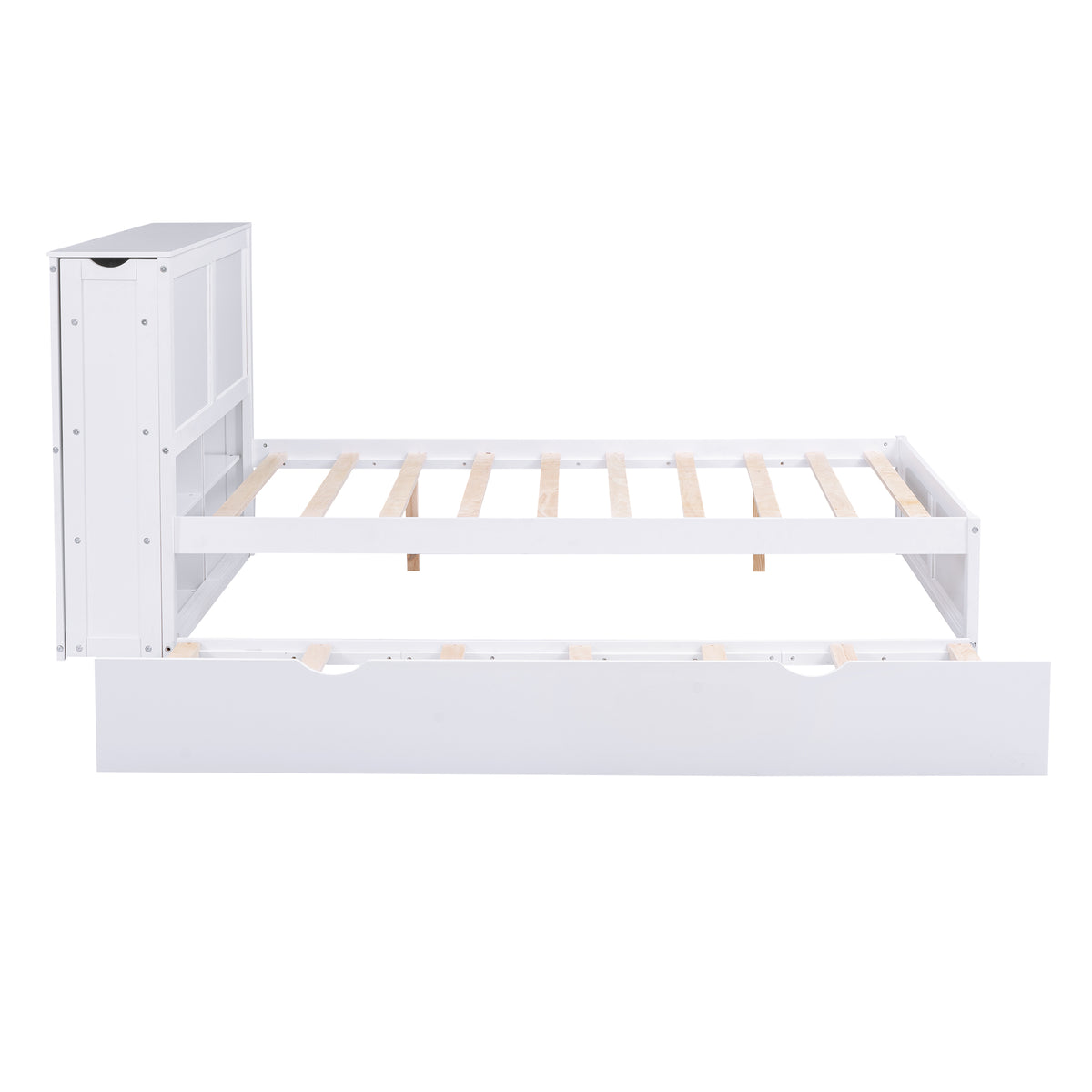 Full Storage Platform Bed with Trundle White